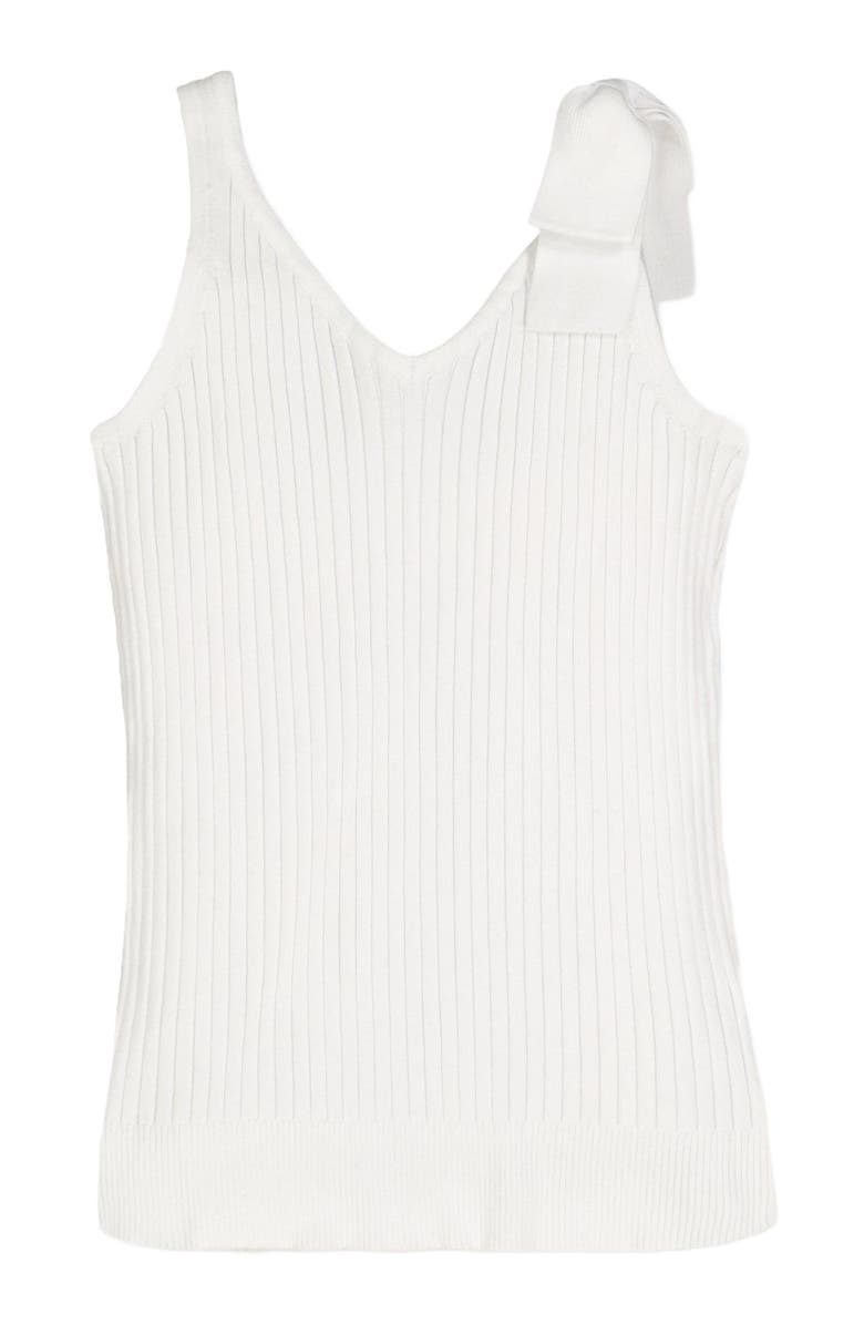 Hope & Henry Women's V-Neck Rib Knit Tank with Bow, Alternate, color, White Rib