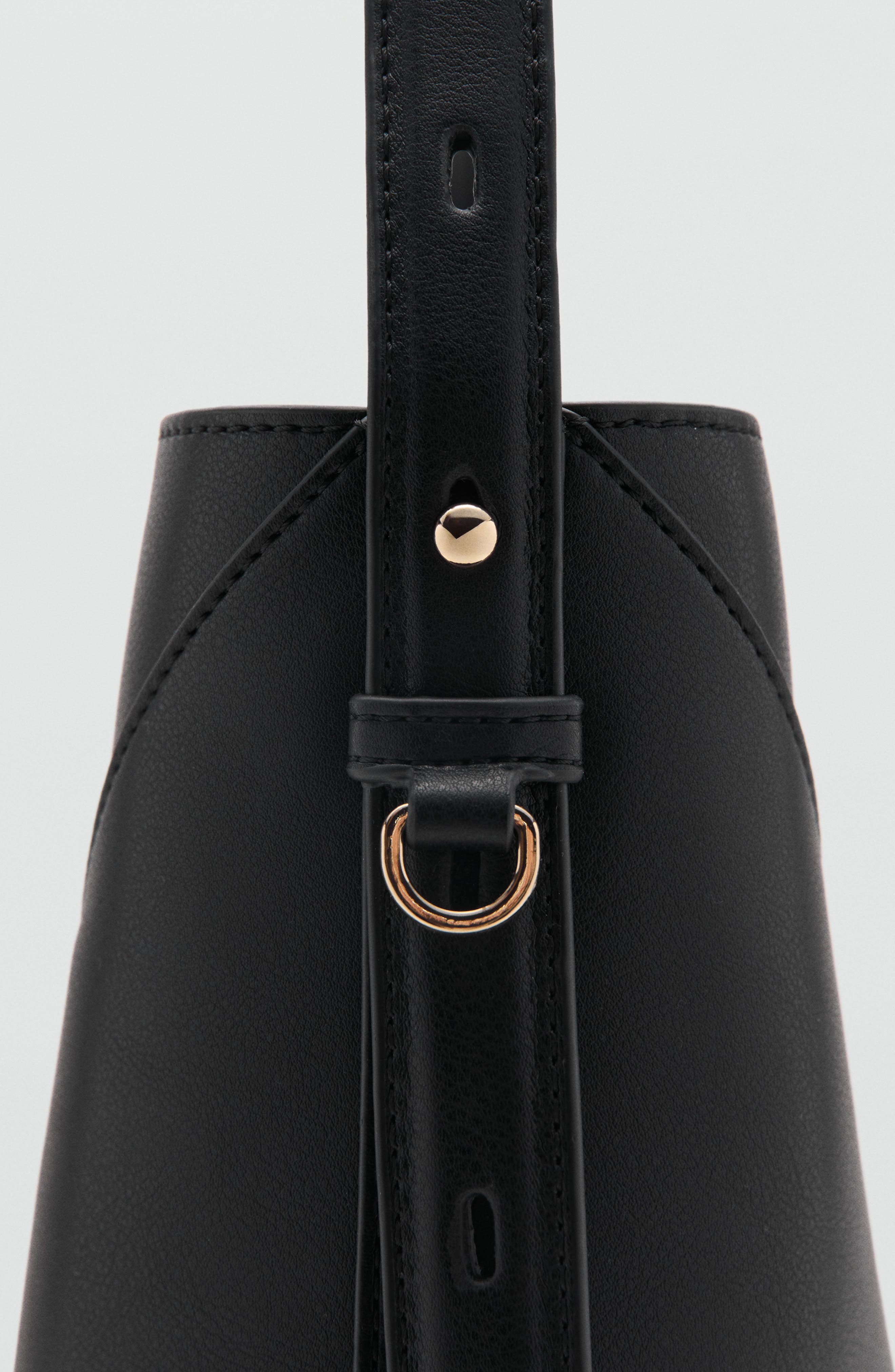 MANGO Large Faux Leather Bucket Bag, Alternate, color, 
