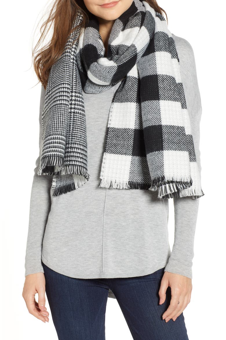 Double Sided Blanket Wrap, Main, color, BLACK COMBO