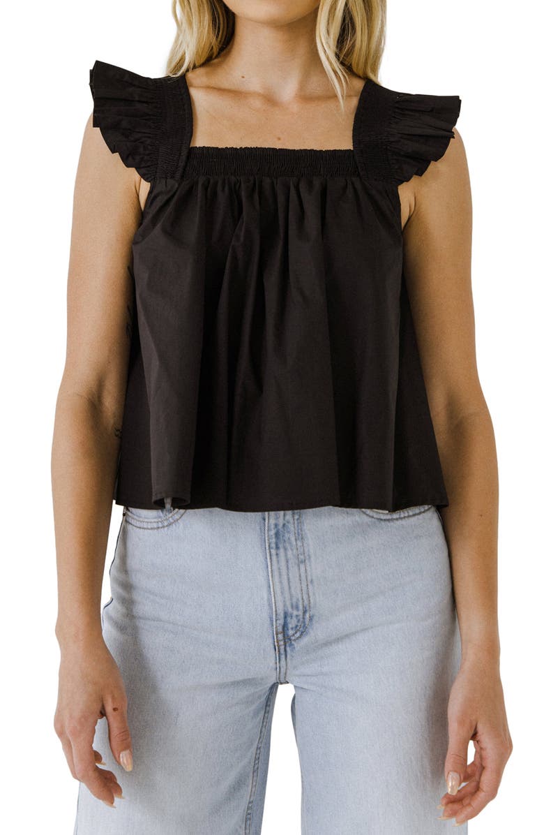 English Factory Ruffle Detail Cotton Tank, Main, color,