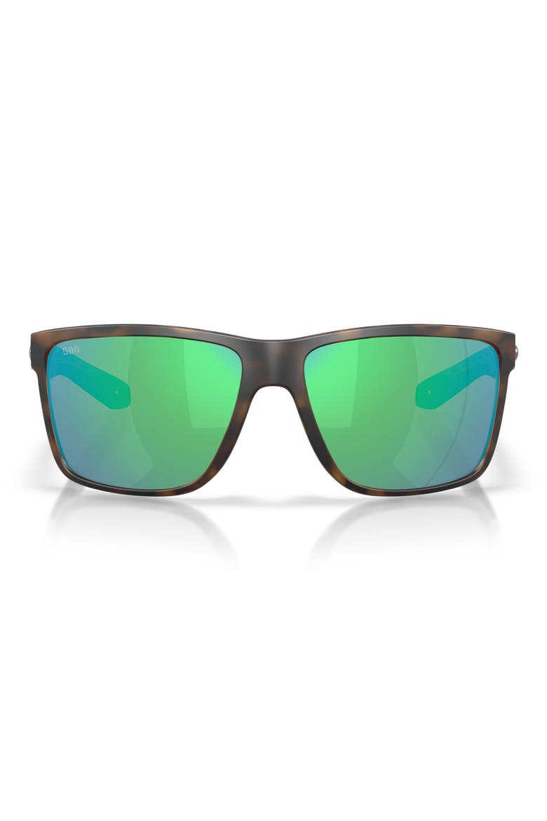 Broadbill II XL 62mm Polarized Oversize Rectangular Sunglasses, Main, color, MATTE TORTOISE / GREEN 580G