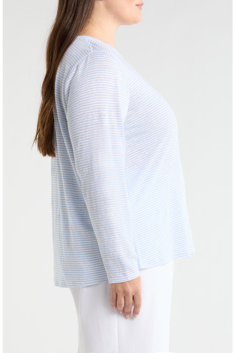 Stripe Long Sleeve Organic Linen T-Shirt, Alternate, color, SKYLIGHT
