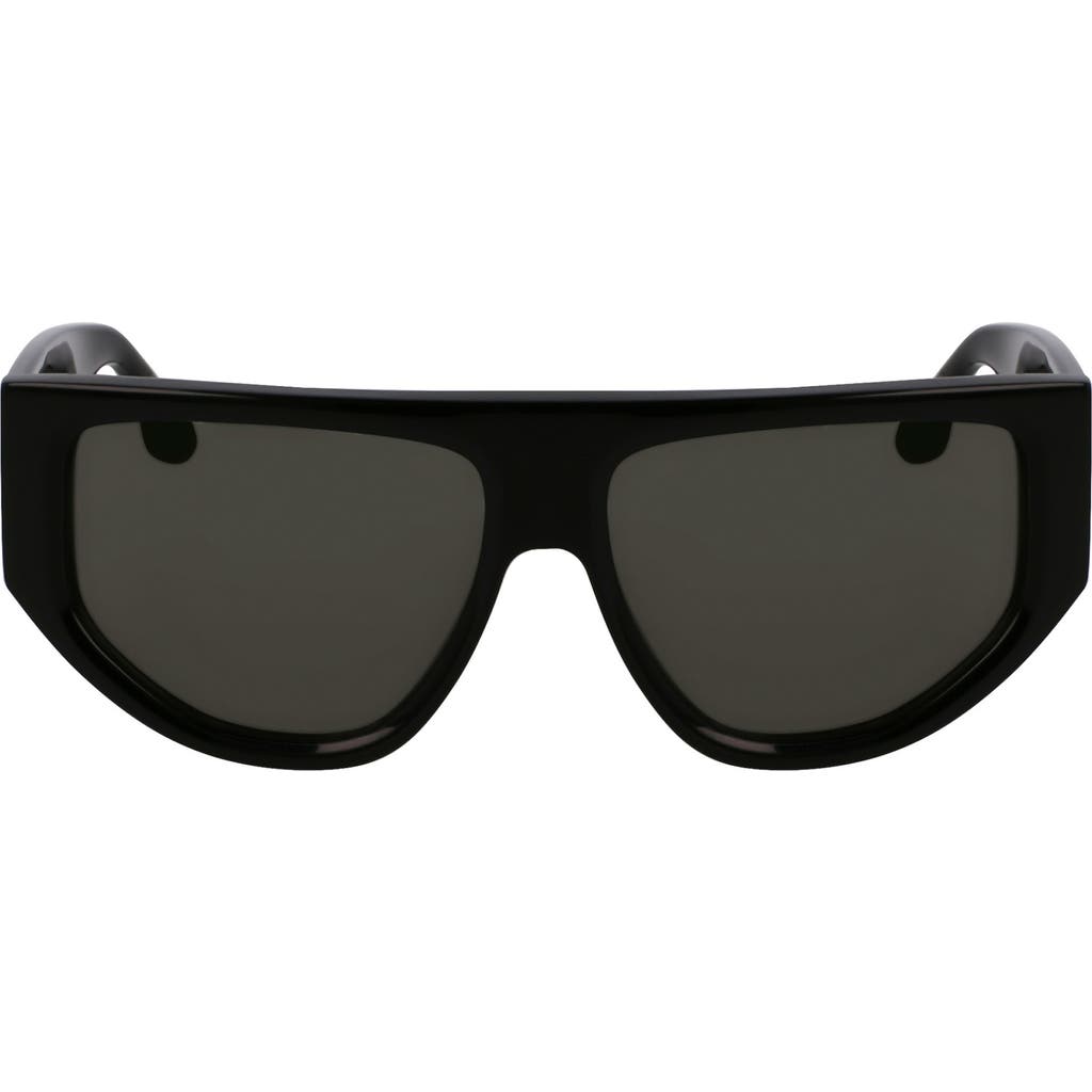 Victoria Beckham B-buckle 55mm Modified Rectangular Sunglasses In Black