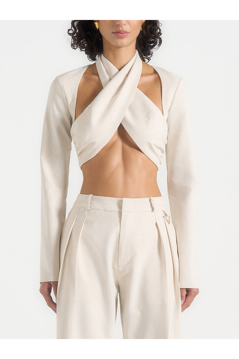 Wendy Linen Bolero Top, Alternate, color, Natural