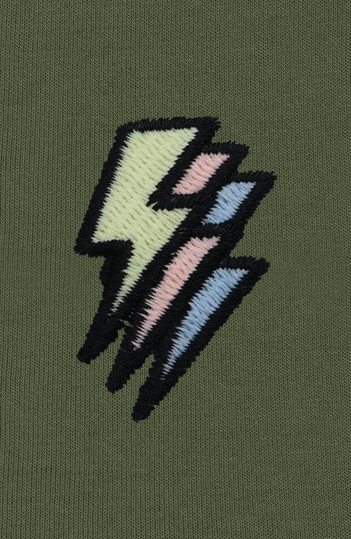 Dalix Lightning Bolt Zip Hoodie In Military Green