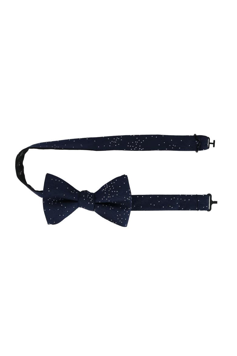Mystere Metallic Star Light Silk Bow Tie, Alternate, color, Navy