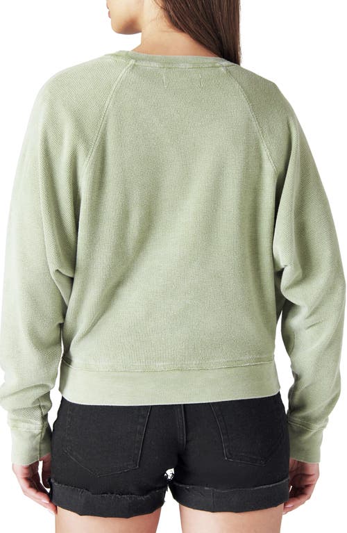 Lucky Brand Raglan Waffle Top In Green