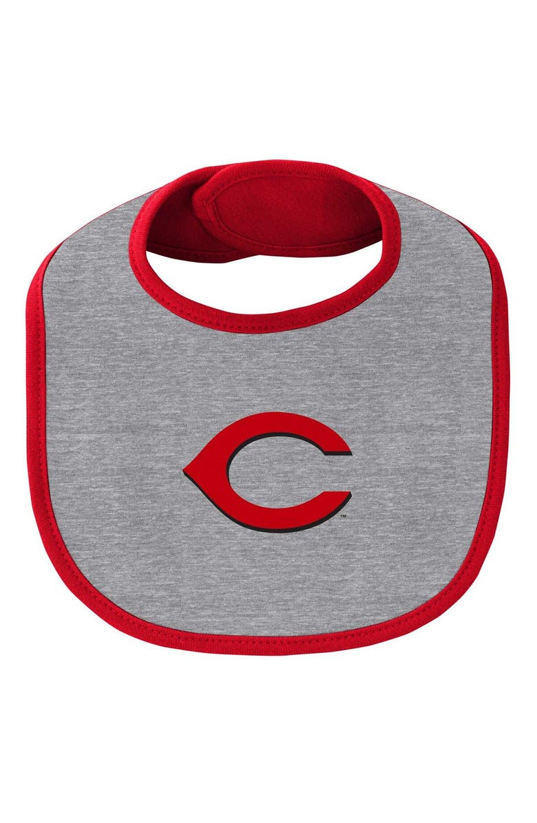 Outerstuff Newborn & Infant Red/Heather Gray Cincinnati Reds Little Champ Three-Pack Bodysuit Bib & Booties Set, Alternate, color, Red