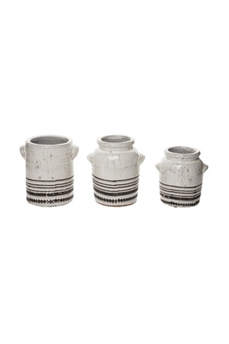 Terracotta White Vase with Lines, Main, color, White