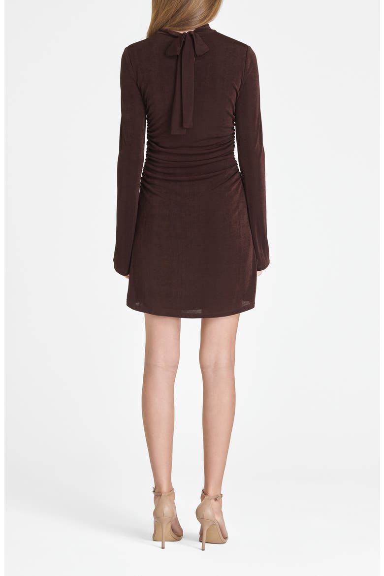 Vivi Tie Back Long Sleeve Minidress, Alternate, color, BROWN