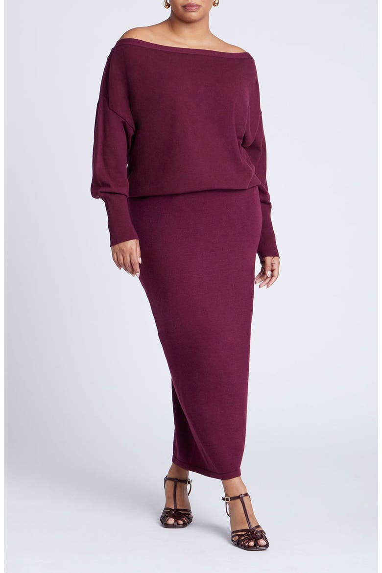 Sweater Column Skirt, Alternate, color, RED