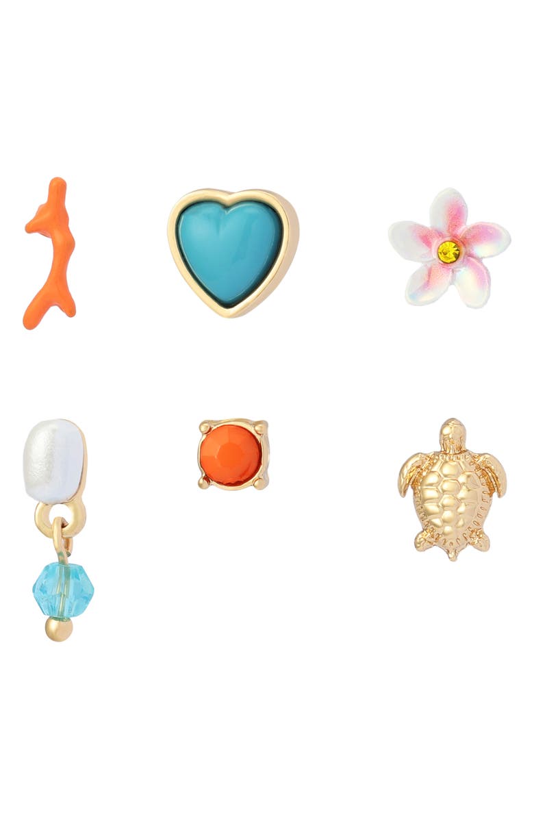 Betsey Johnson Set of 3 Beachy Stud Earrings, Main, color, 