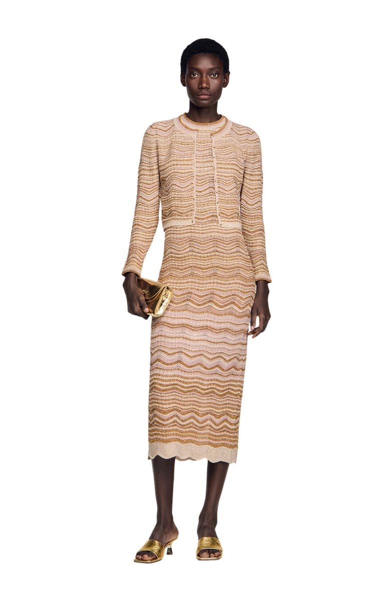 SANDRO Decorative knit cardigan, Alternate, color, Brown