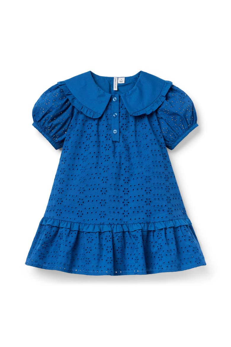 Eyelet Collared Dress, Main, color, Blue