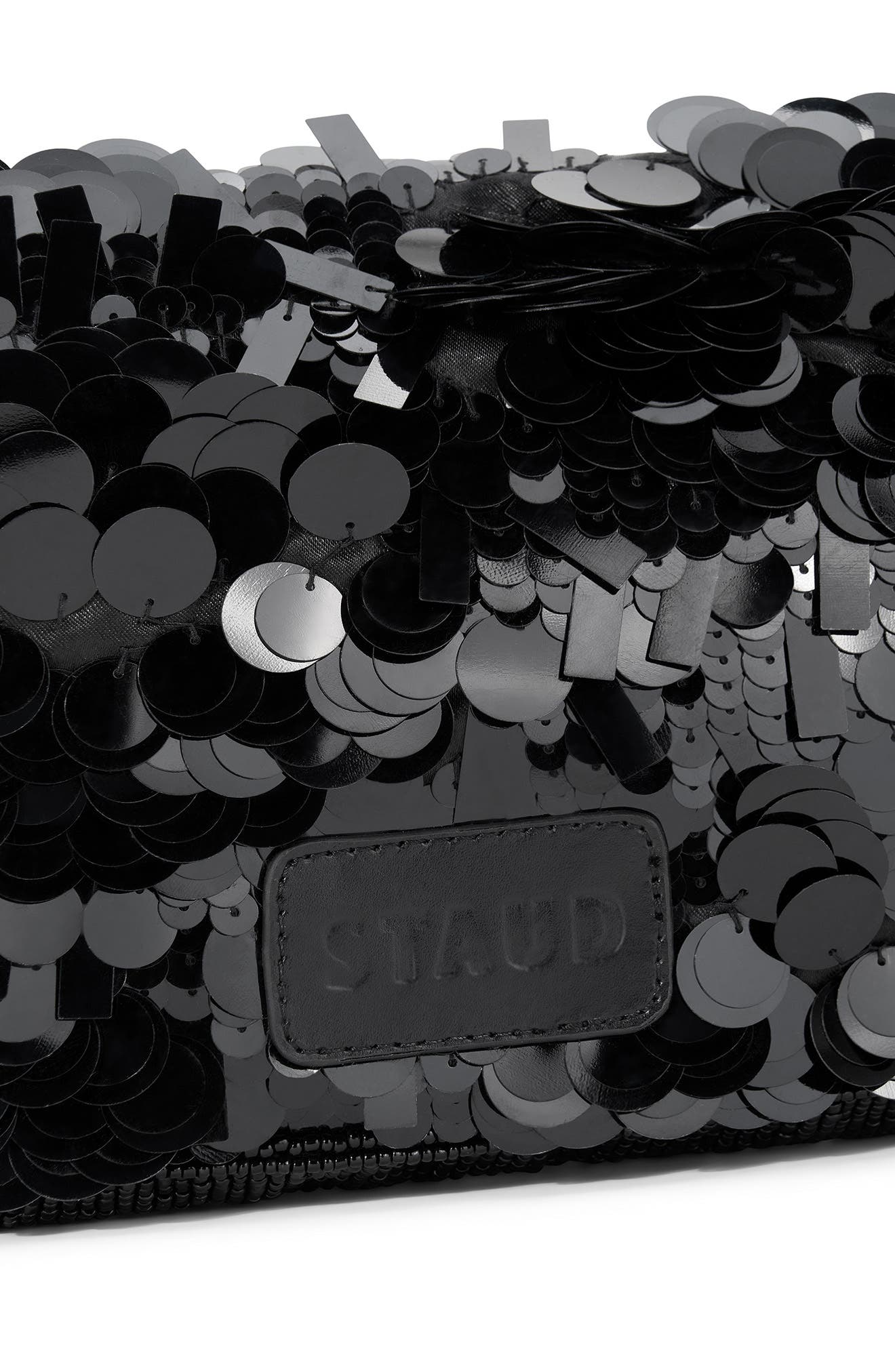 STAUD Timmy Sequin Shoulder Bag, Alternate, color, Black