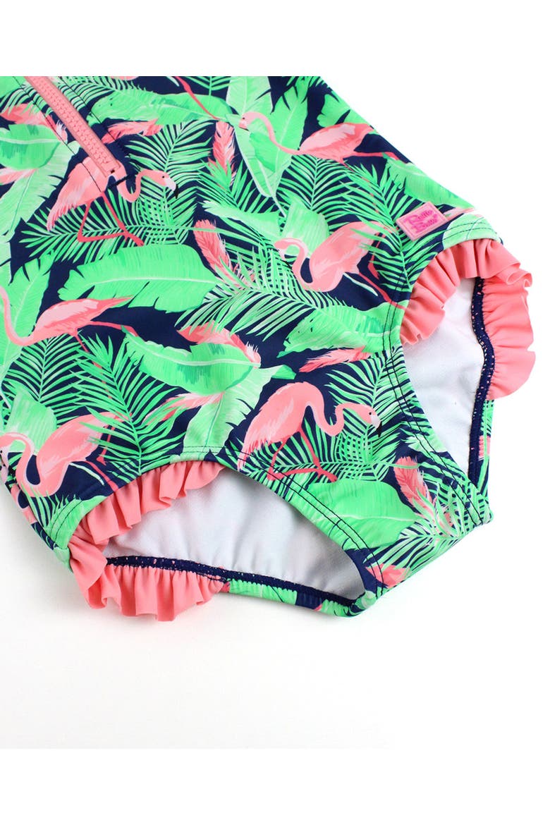 Short Sleeve UPF50 One Piece Rash Guard, Alternate, color, Flamingo Frenzy