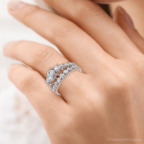 Bliss Diamond 1 3/4ct 3-stone Diamond Engagement Wedding Ring Set 14k Gold Or Pt Lab Grown In Gold