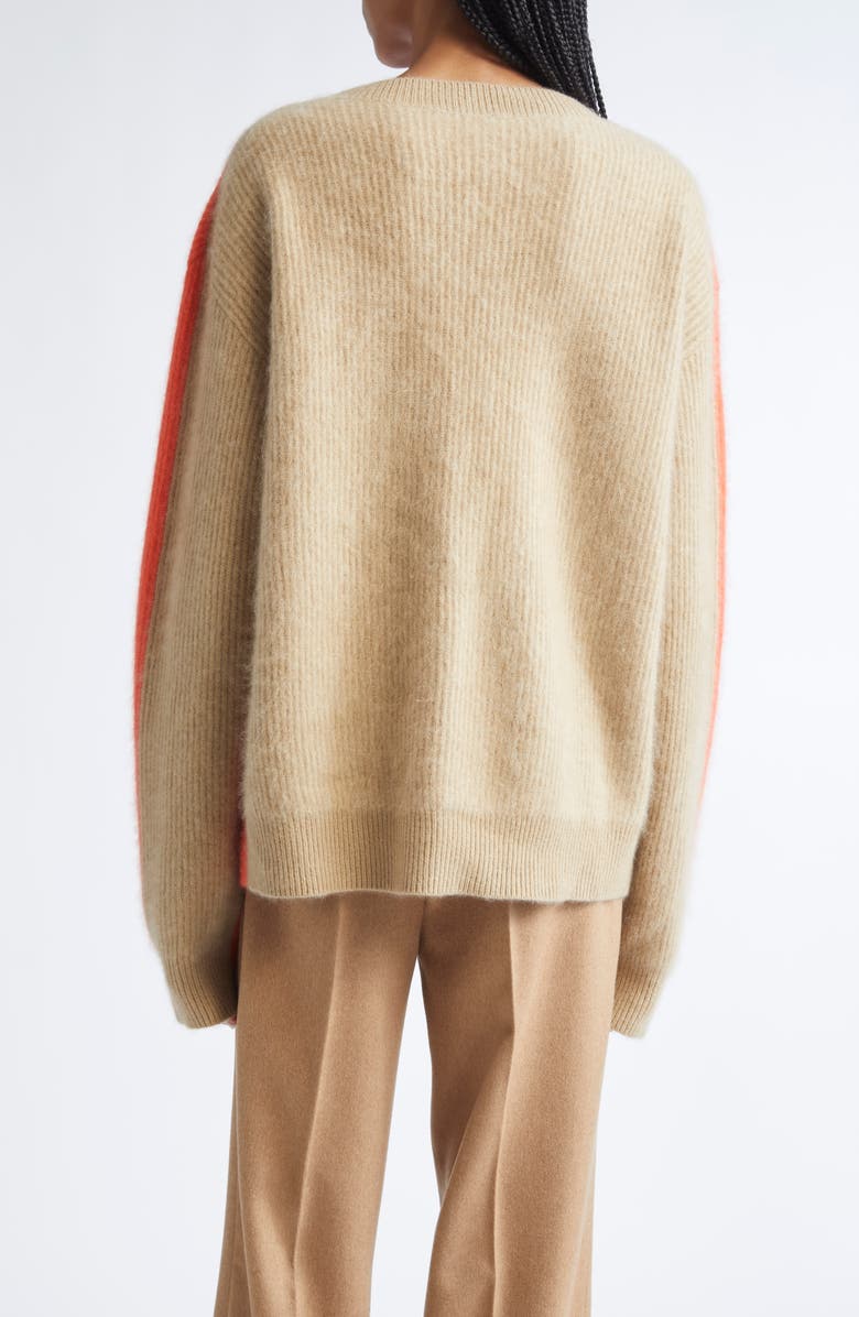ZANKOV Halas Colorblock Rib Merino Wool & Cashmere Crewneck Sweater, Alternate, color, Persimmon