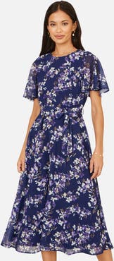 Yumi Blossom Print Midi Skater Dress