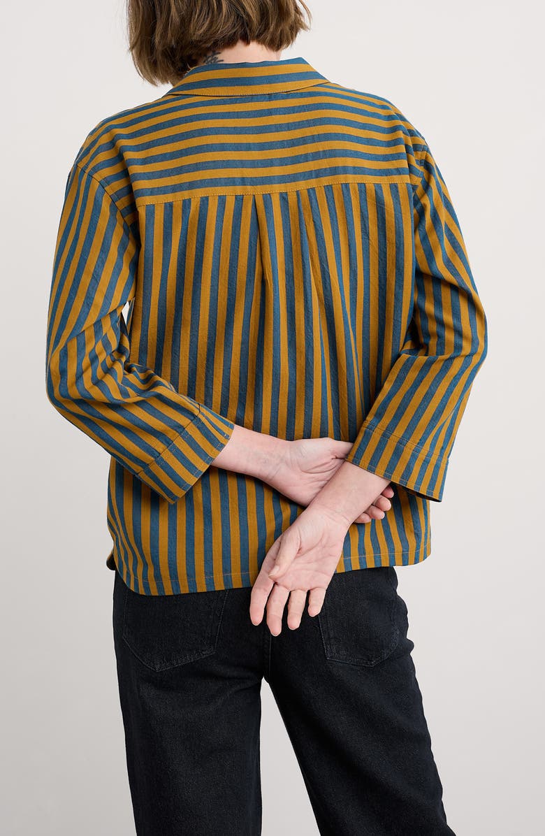 Seasalt Cornwall Oak Leaf Stripe Organic Cotton Half Placket Shirt, Alternate, color, 