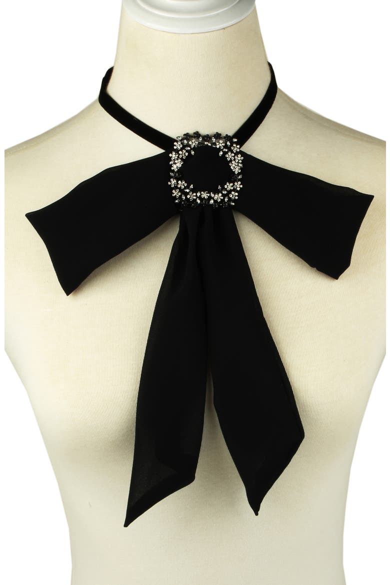Bow Tie Choker Necklace, Alternate, color, BLACK