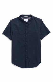 DENIM AND FLOWER Kids' Polka Dot Short Sleeve Button-Up Shirt