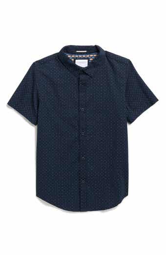 DENIM AND FLOWER Kids' Polka Dot Short Sleeve Button-Up Shirt