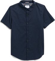 DENIM AND FLOWER Kids' Polka Dot Short Sleeve Button-Up Shirt