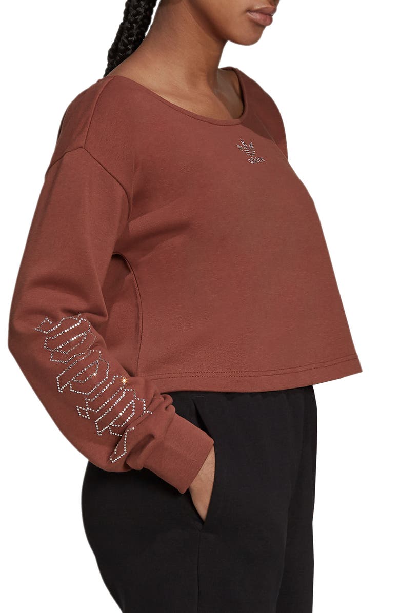 adidas Originals Slouchy Embellished Sweatshirt, Alternate, color, 