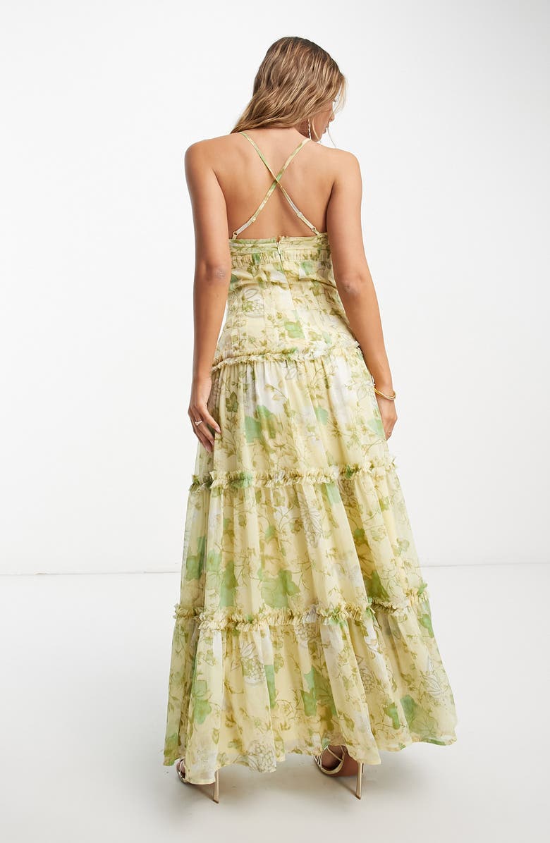 ASOS DESIGN Knot Front Cutout Tiered Maxi Dress, Alternate, color, 