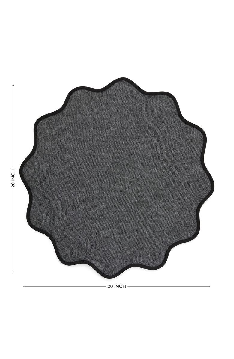 Solino Home Linen Dinner Napkins Set of 4, 20 Inch Round for Dining Table, Holiday and Everyday Table Decor - Giselle Scallop Edge, Alternate, color, Black And Charcoal Grey