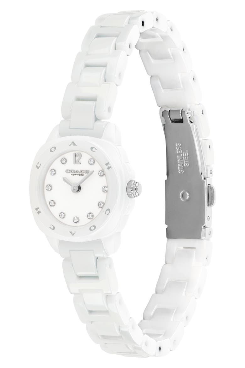 Kitt White Ceramic Bracelet Watch, 21mm, Alternate, color, WHITE