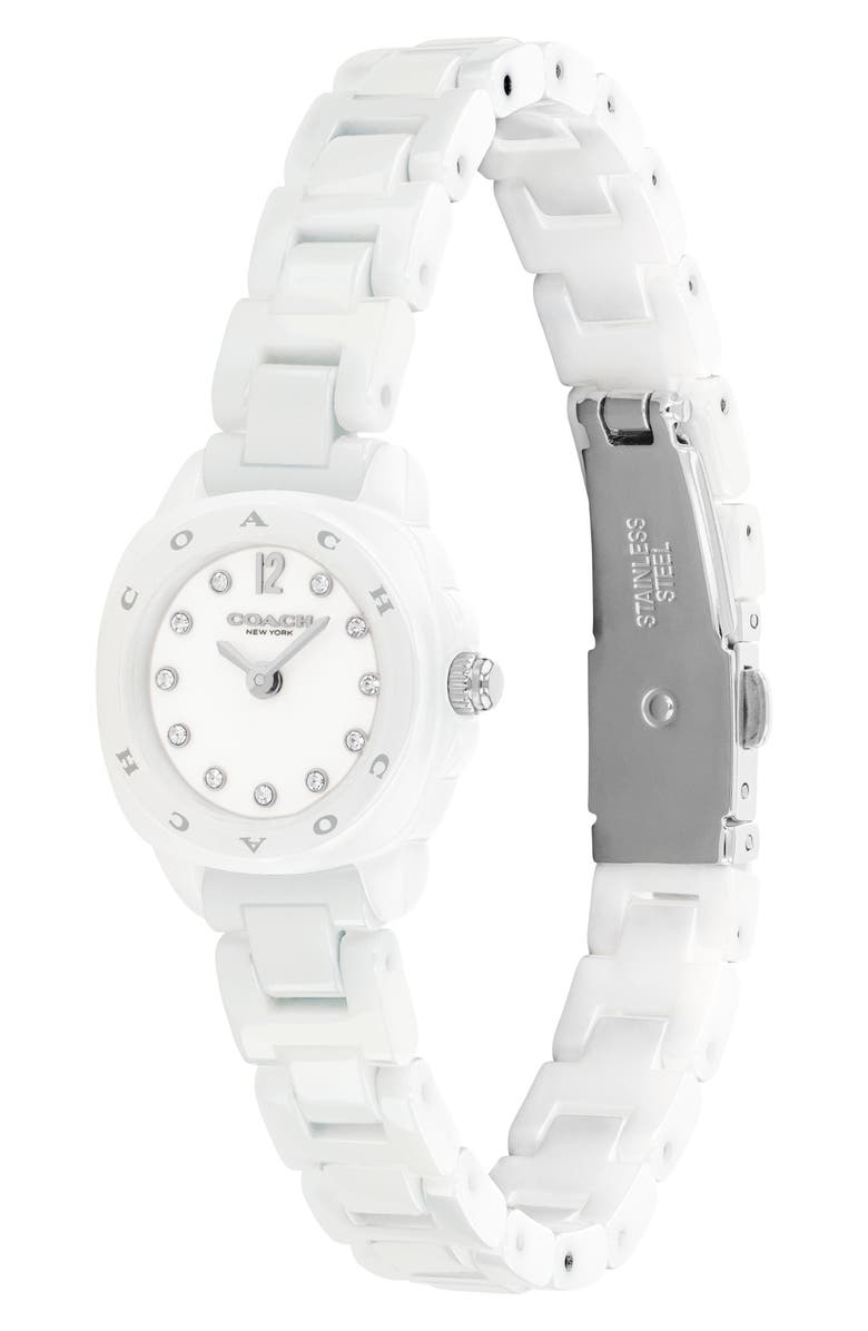 COACH Kitt White Ceramic Bracelet Watch, 21mm, Alternate, color, 
