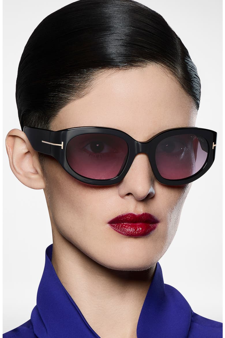 Arizona 53mm Gradient Rectangular Sunglasses, Alternate, color, BLACK / SMOKE TO PURPLE LENS