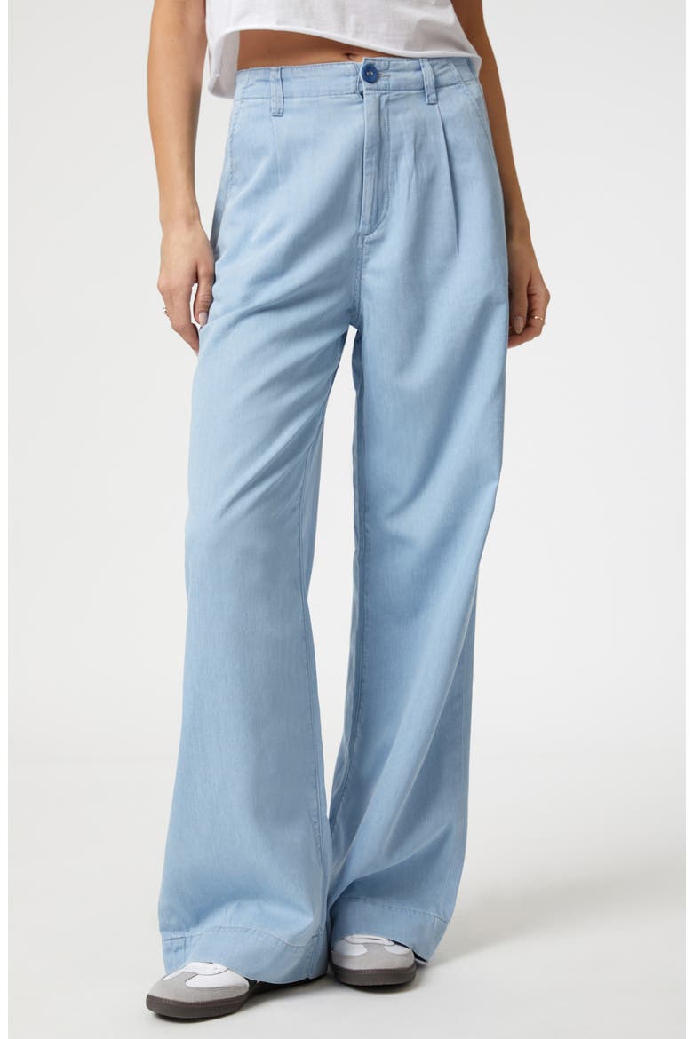 Pera Pleated High Waist Wide Leg Pants, Main, color, LT BLUE LIGHT DENIM