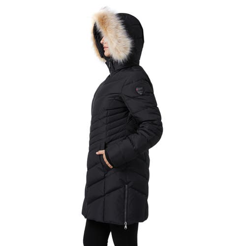 Pajar Queens Faux Fur Trim Chevron Quilt Mid Length Coat