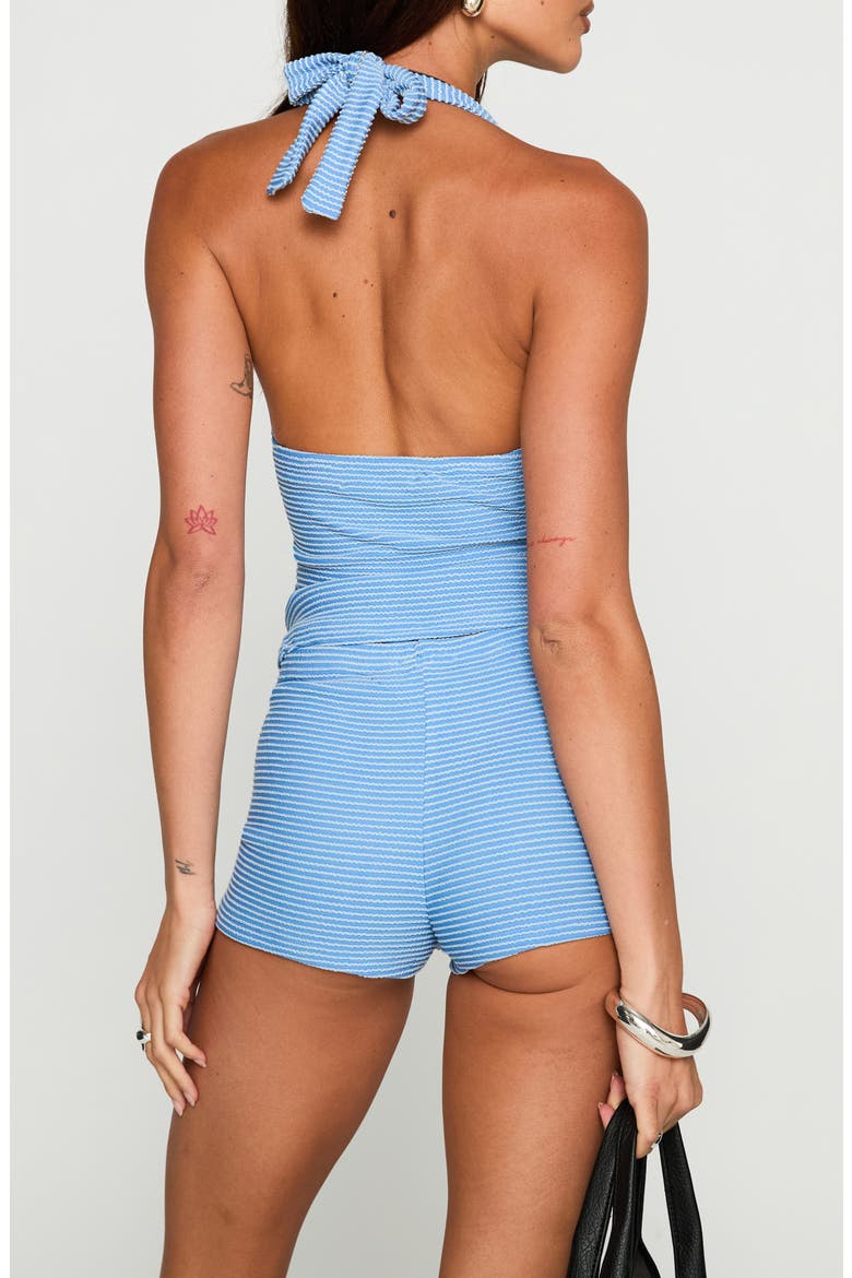 Sonora Stripe Halter Crop Top & Shorts Set, Alternate, color, BLUE