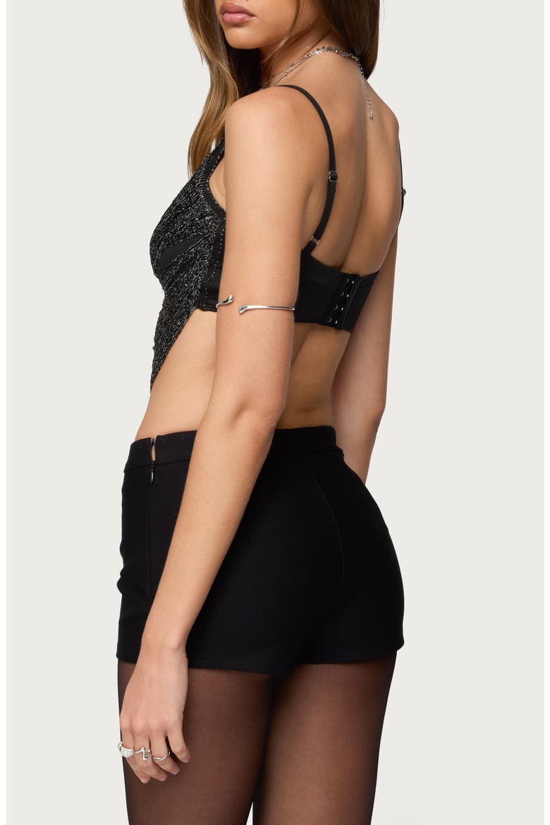 Ora Metallic Fringe Crop Top, Alternate, color, BLACK