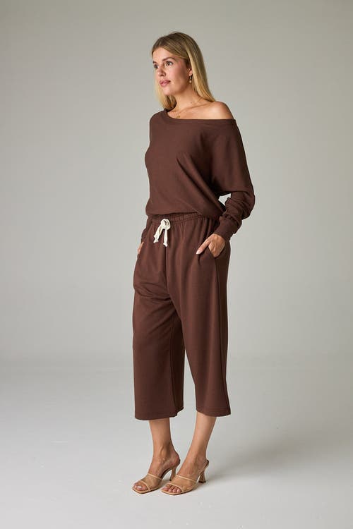 Eavolu Baikal Eco-luxe Fleece Crop Pant In Brown
