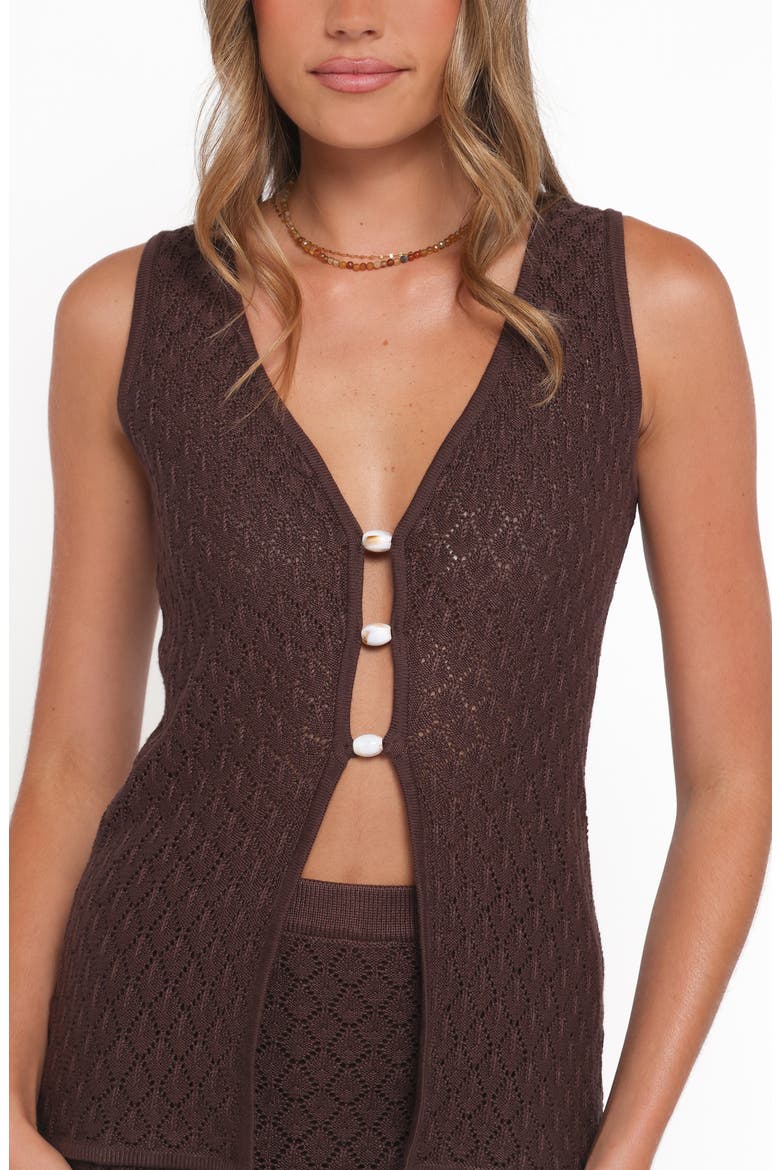 Asplie Pointelle Sweater Vest, Alternate, color, ESPRESSO