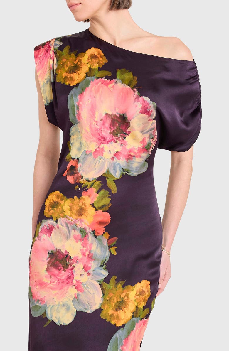 Amanda Uprichard Elroy One-Shoulder Satin Gown, Alternate, color, Seona Print