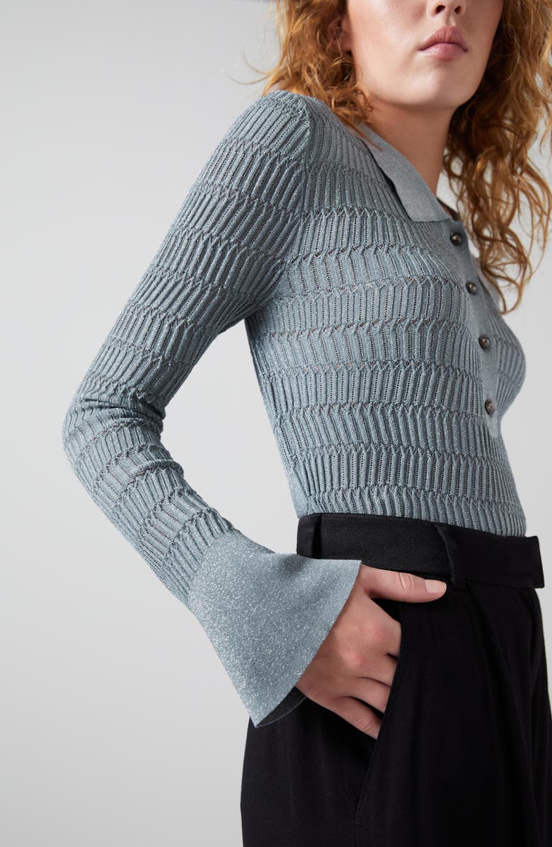 LK Bennett Lara Metallic Knit Top, Alternate, color, 