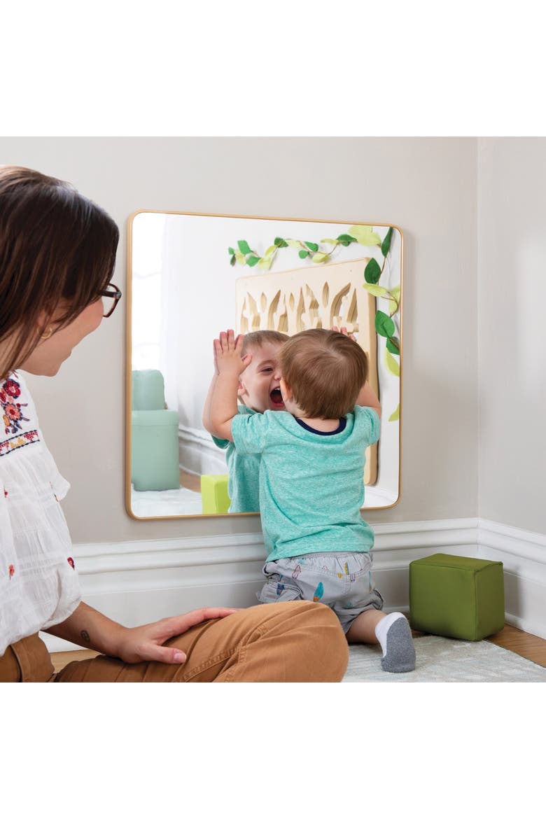 Square Mounted Wall Mirror, Alternate, color, Brown