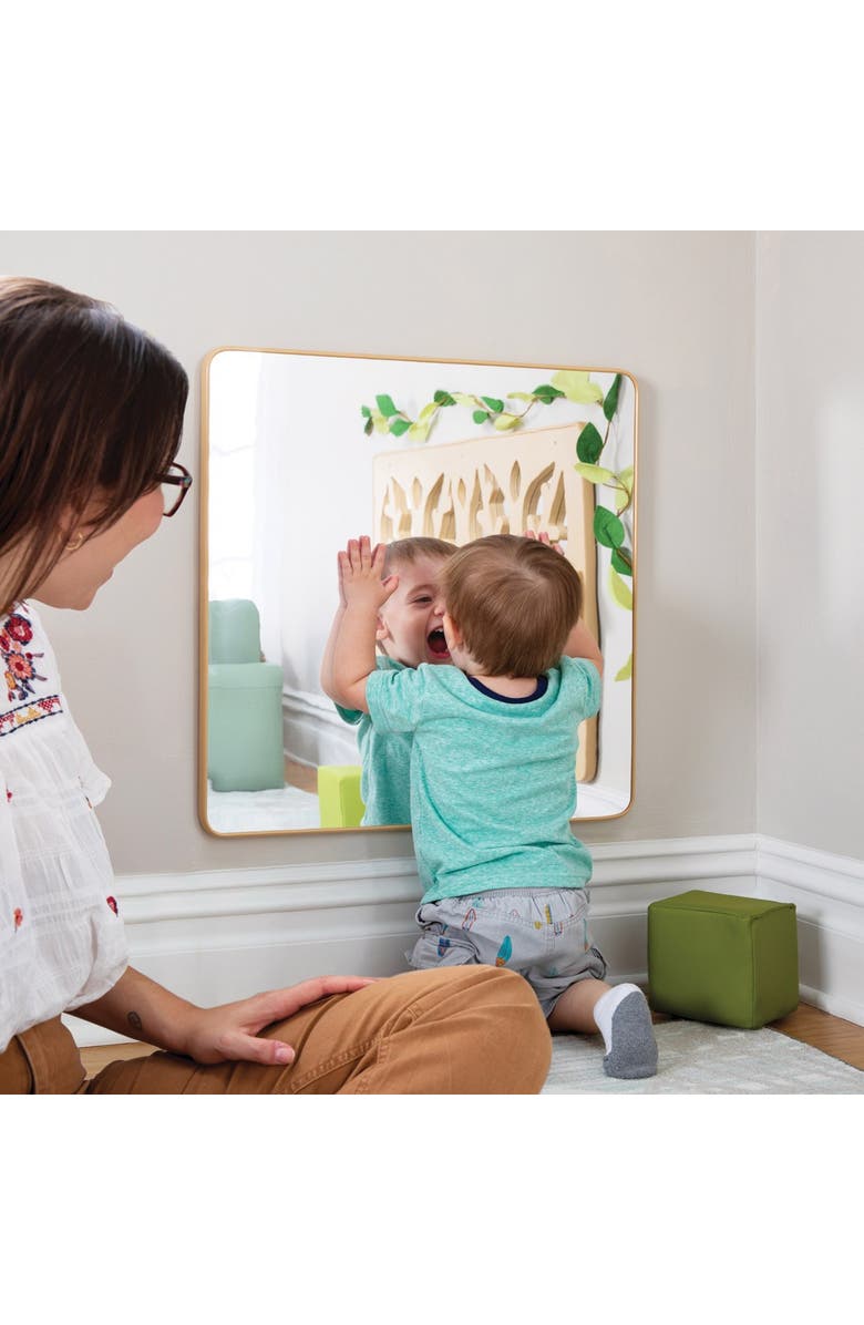 Kaplan Early Learning Company Square Mounted Wall Mirror, Alternate, color, Brown