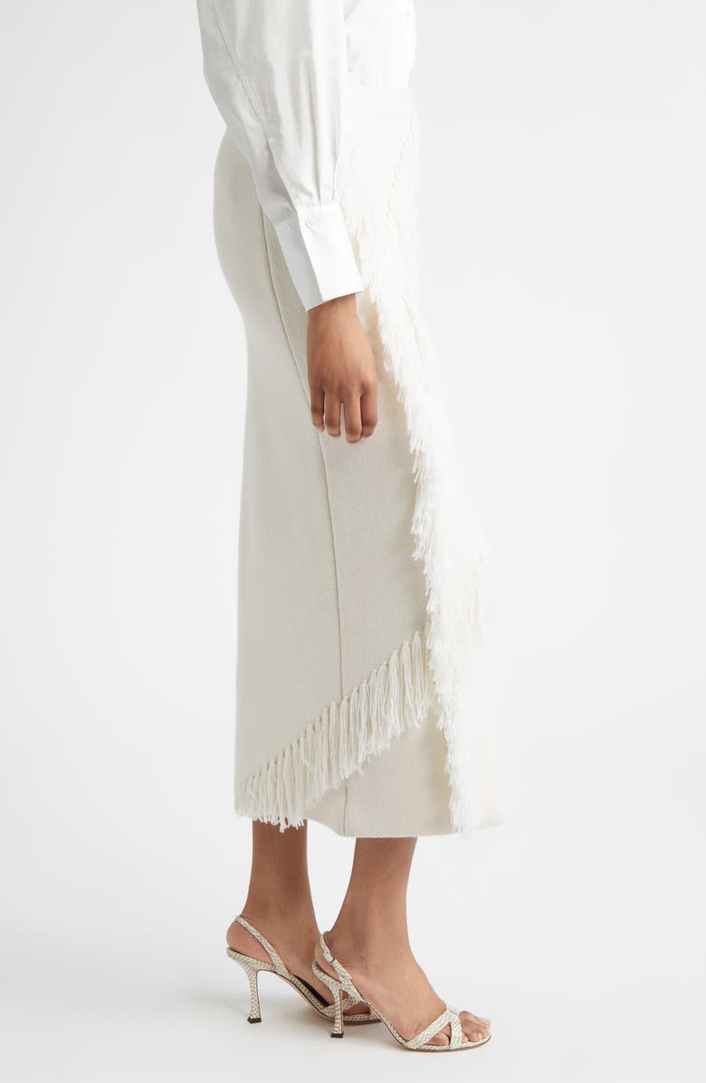 Derek Lam 10 Crosby Hestia Fringe Wool Blend Sweater Skirt, Alternate, color, Snow White