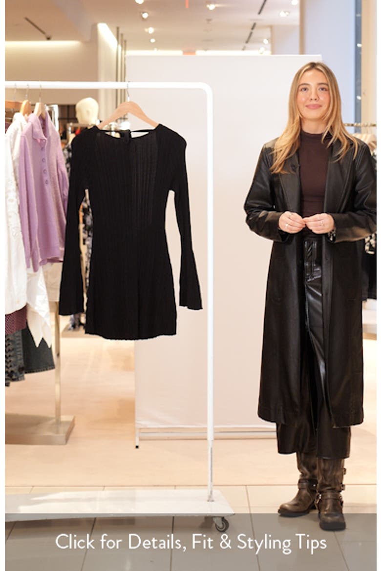 Mayok Open Back Long Sleeve Rib Minidress video