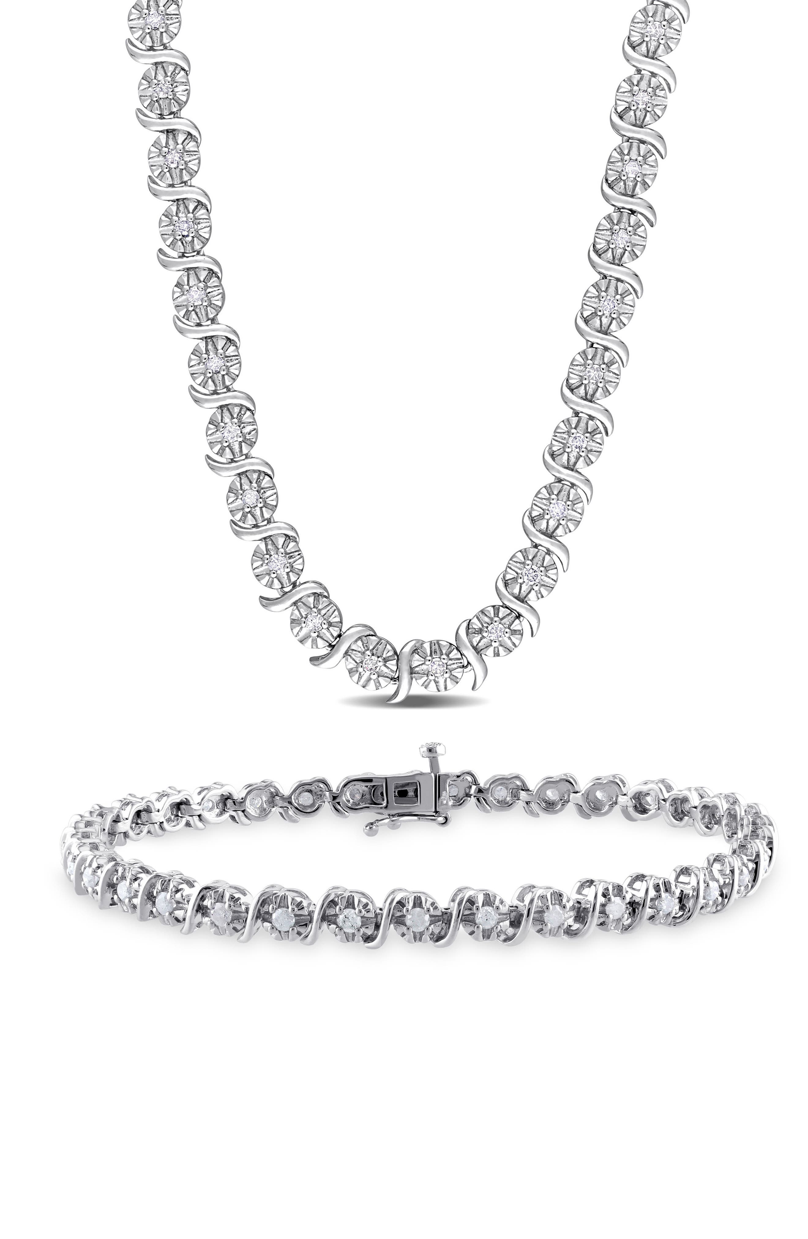DELMAR Diamond Tennis Necklace & Bracelet Set - 1.48ct.