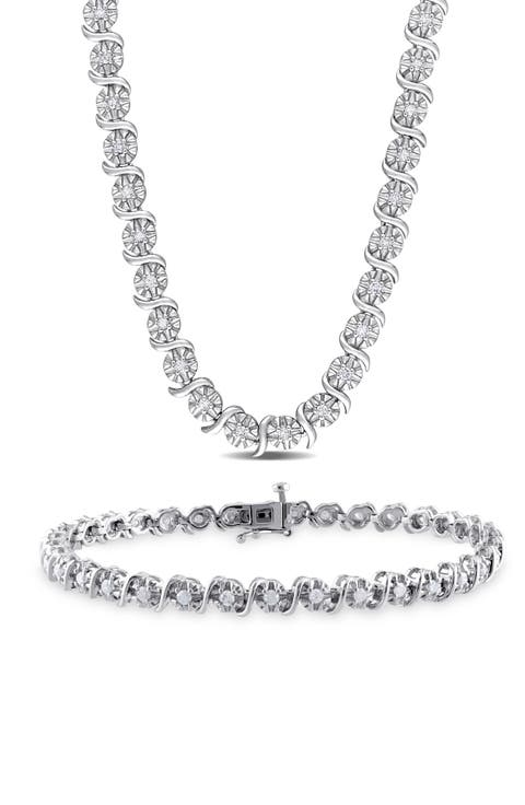 Diamond Tennis Necklace & Bracelet Set - 1.48ct.