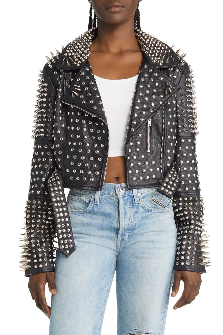 AZALEA WANG Spike & Stud Faux Leather Jacket (Women) | Nordstrom
