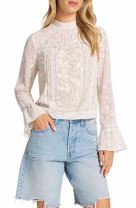 Embroidered Mesh Top